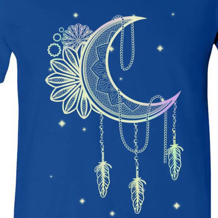 Boho Moon Celestial Body Astrology Dreamcatcher Pastel Goth Gift V-Neck T-Shirt