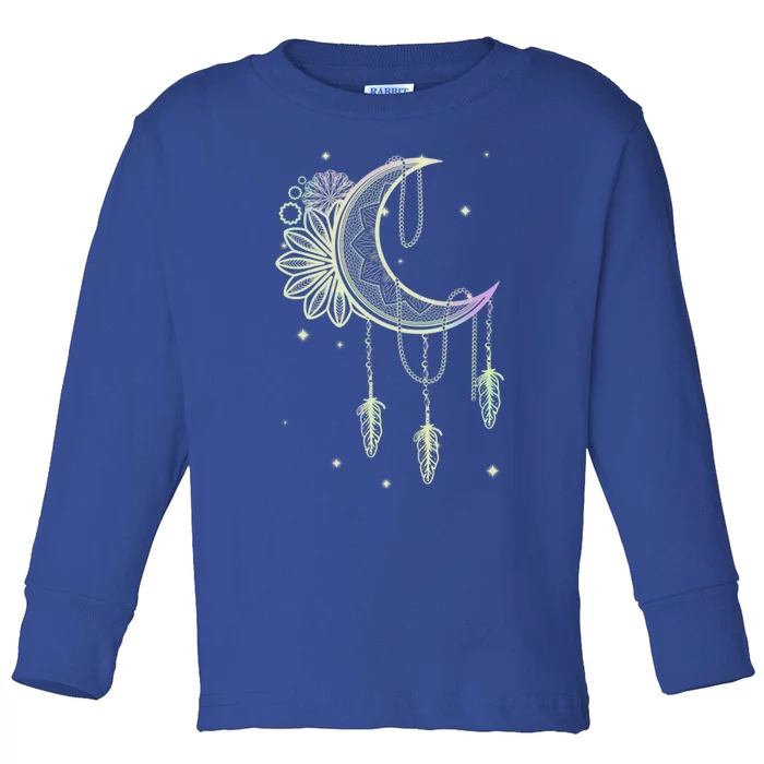 Boho Moon Celestial Body Astrology Dreamcatcher Pastel Goth Gift Toddler Long Sleeve Shirt