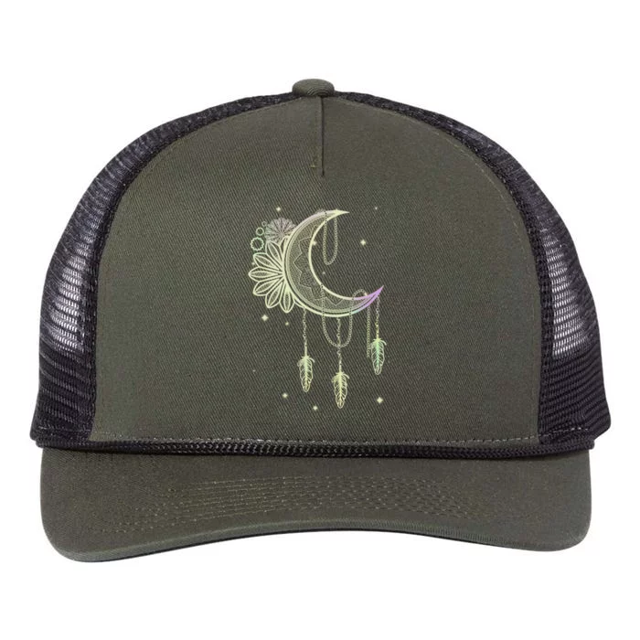 Boho Moon Celestial Body Astrology Dreamcatcher Pastel Goth Gift Retro Rope Trucker Hat Cap