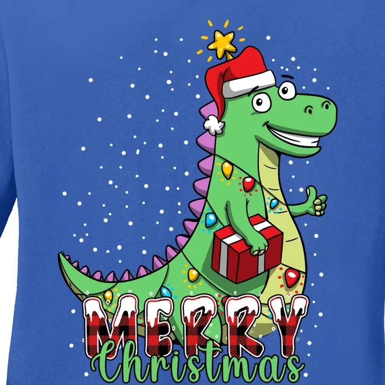 Boys Merry Christmas Tree Dinosaur Tmeaningful Giftrex Xmas Pajama Gift Ladies Long Sleeve Shirt