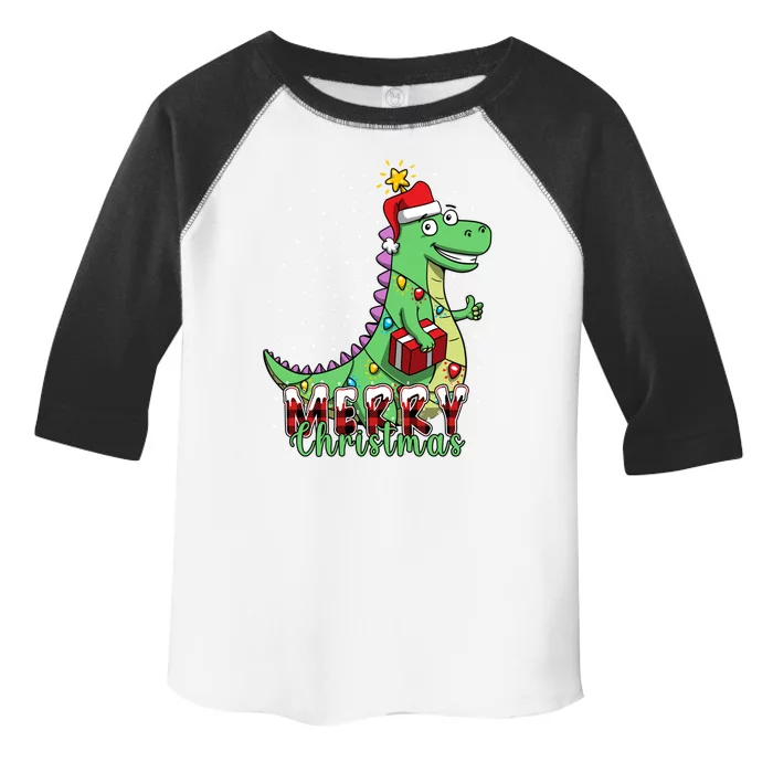 Boys Merry Christmas Tree Dinosaur Tmeaningful Giftrex Xmas Pajama Gift Toddler Fine Jersey T-Shirt