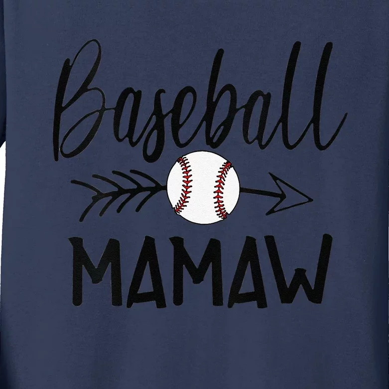 Baseball Mamaw Cute Arrow Fathers Mothers Xmas Day Kids Long Sleeve Shirt