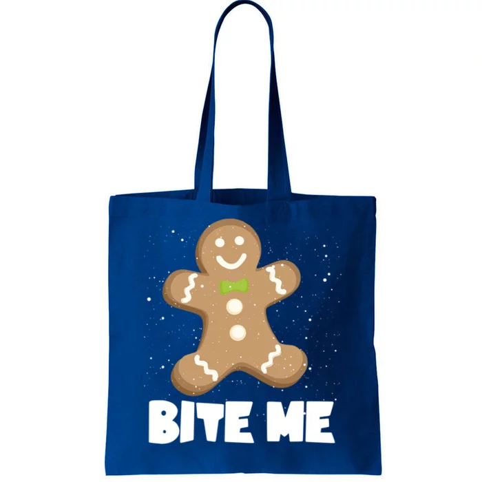 Bite Me Christmas Gingerbread Funny Christmas Cookies Cool Gift Tote Bag