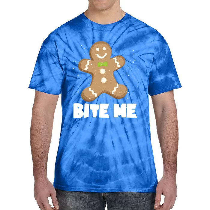 Bite Me Christmas Gingerbread Funny Christmas Cookies Cool Gift Tie-Dye T-Shirt