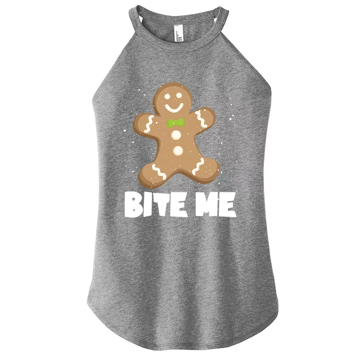 Bite Me Christmas Gingerbread Funny Christmas Cookies Cool Gift Women’s Perfect Tri Rocker Tank