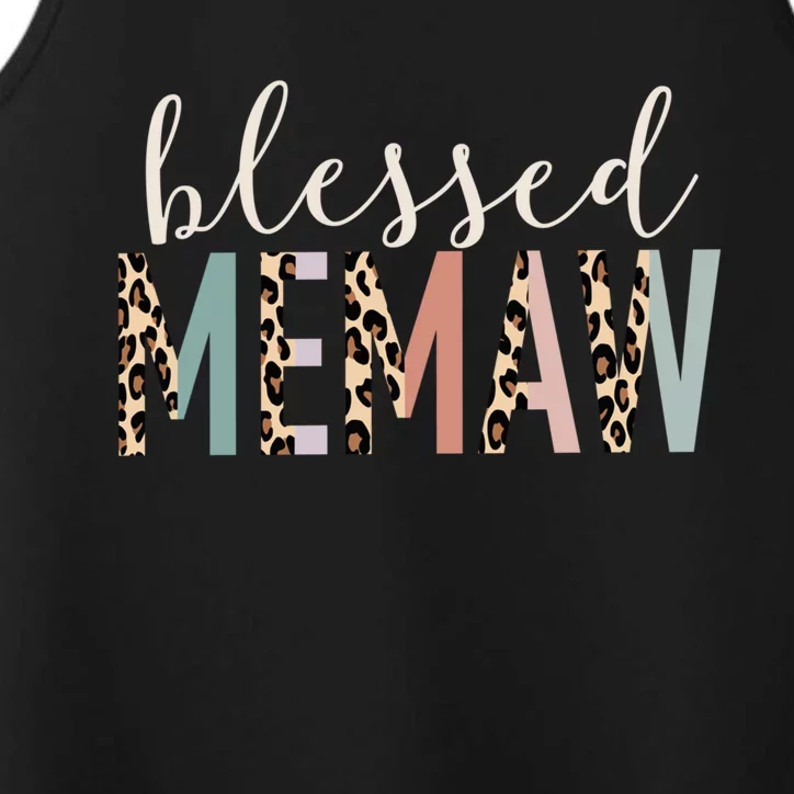 Blessed Memaw Cute Leopard Print Gift Performance Tank