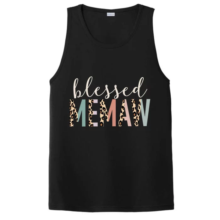 Blessed Memaw Cute Leopard Print Gift Performance Tank