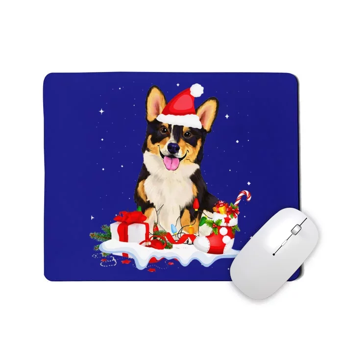 Blue Merle Cardigan Corgi Christmas Santa Hat Love Corgi Mousepad