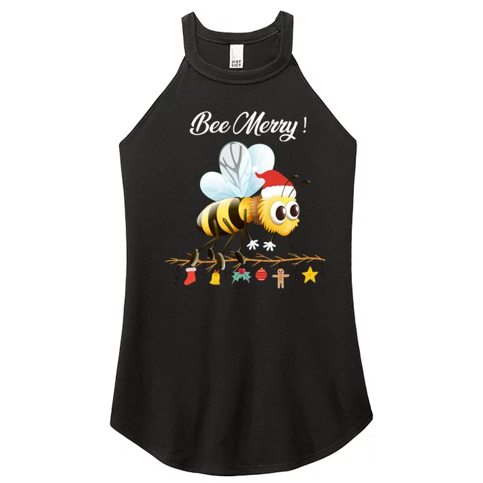 Bee Merry Christmas Funny Costume Xmas Gift Women’s Perfect Tri Rocker Tank