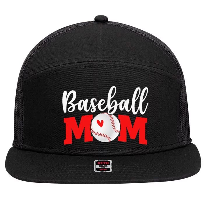 Baseball Mom Cute Letter  Cute Mother's Day 7 Panel Mesh Trucker Snapback Hat