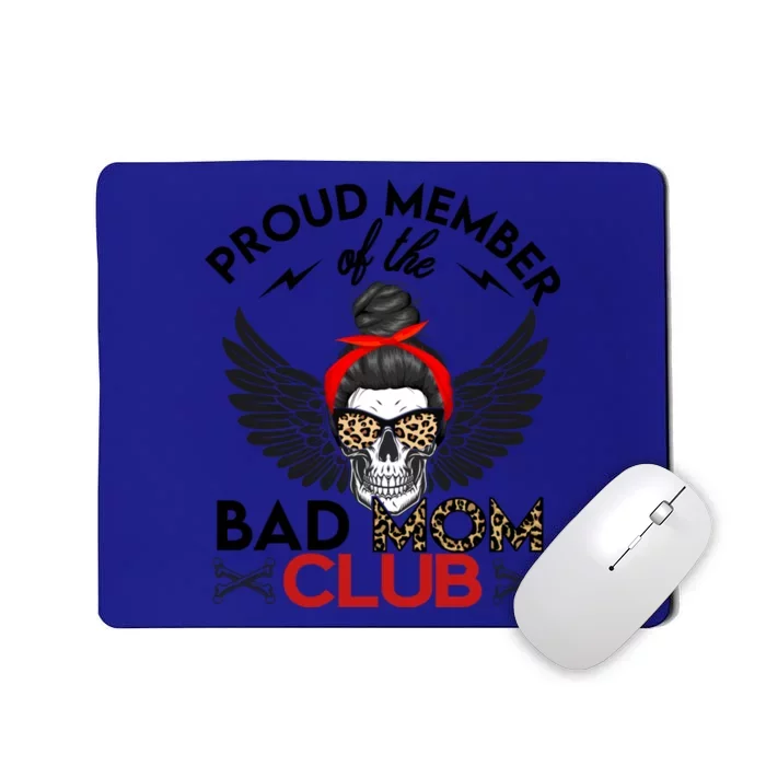 Bad Mom Club Funny Proud Member Leopard Print Skull Gift Mousepad