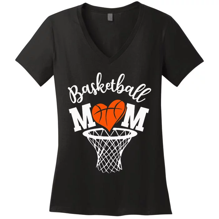 Basketball Mom Cute Novelty Distressed  Mother Women's V-Neck T-Shirt