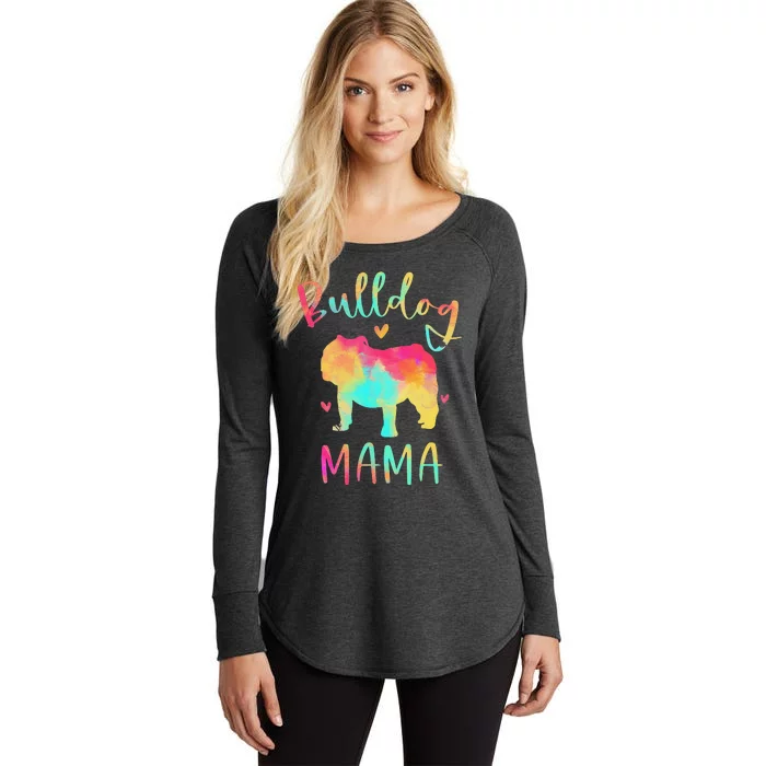 Bulldog Mama Colorful English Bulldog Gifts Dog Mom Women's Perfect Tri Tunic Long Sleeve Shirt