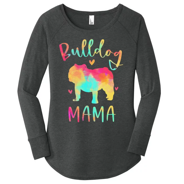 Bulldog Mama Colorful English Bulldog Gifts Dog Mom Women's Perfect Tri Tunic Long Sleeve Shirt