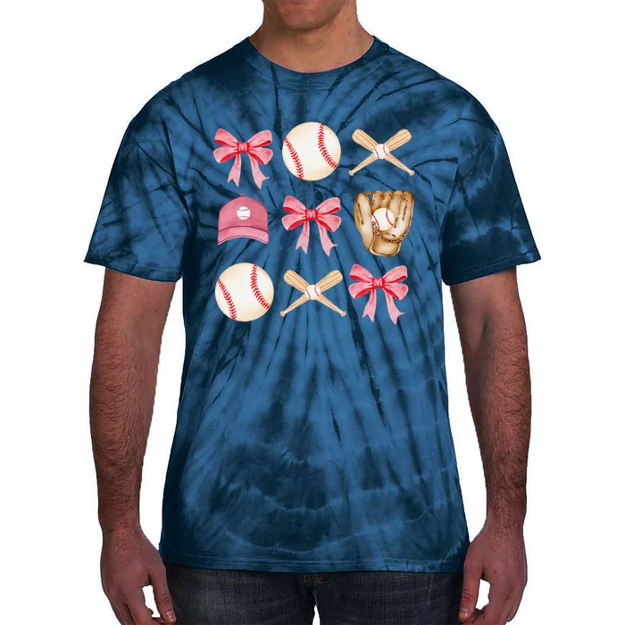 Baseball Mom Coquette Mothers Day Women Baseball Mama Tie-Dye T-Shirt