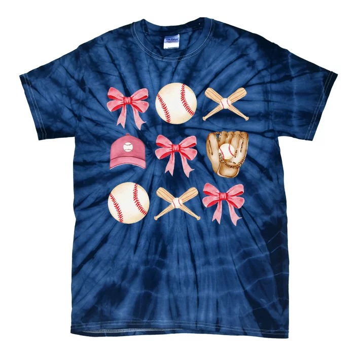 Baseball Mom Coquette Mothers Day Women Baseball Mama Tie-Dye T-Shirt