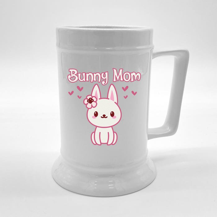 BUNNY MOM Cute Kawaii Baby Bunny Rabbit Pet Owner Front & Back Beer Stein