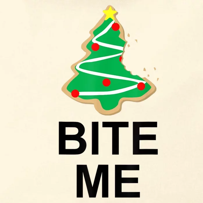 Bite Me Christmas Tree Cookie Funny Graphic Zip Tote Bag