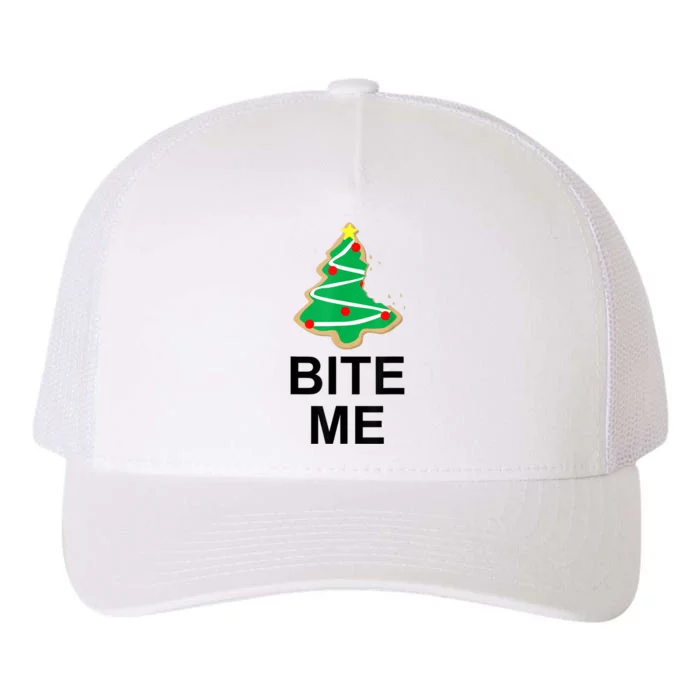 Bite Me Christmas Tree Cookie Funny Graphic Yupoong Adult 5-Panel Trucker Hat