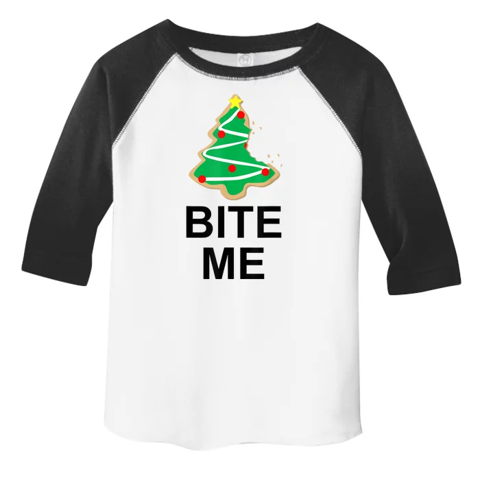 Bite Me Christmas Tree Cookie Funny Graphic Toddler Fine Jersey T-Shirt