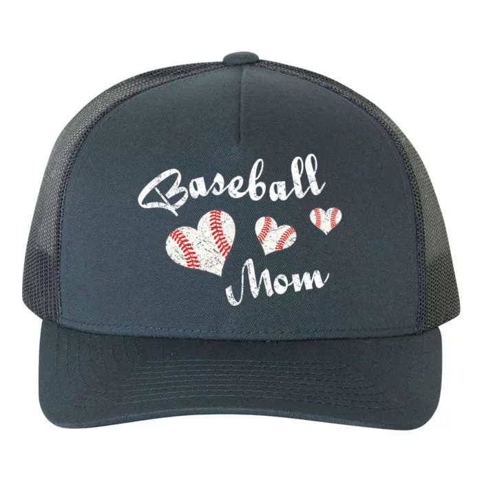 Baseball Mom | Cute Baseball Graphic Mom Hearts Yupoong Adult 5-Panel Trucker Hat