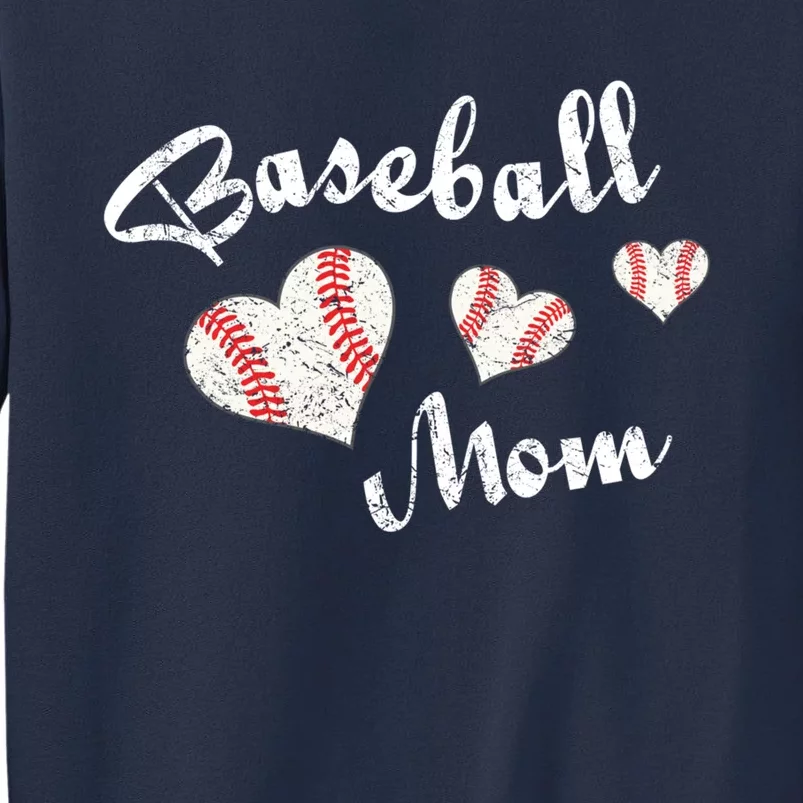 Baseball Mom | Cute Baseball Graphic Mom Hearts Sweatshirt