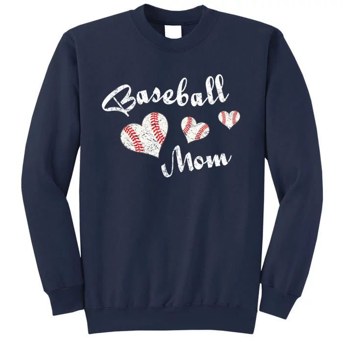 Baseball Mom | Cute Baseball Graphic Mom Hearts Sweatshirt