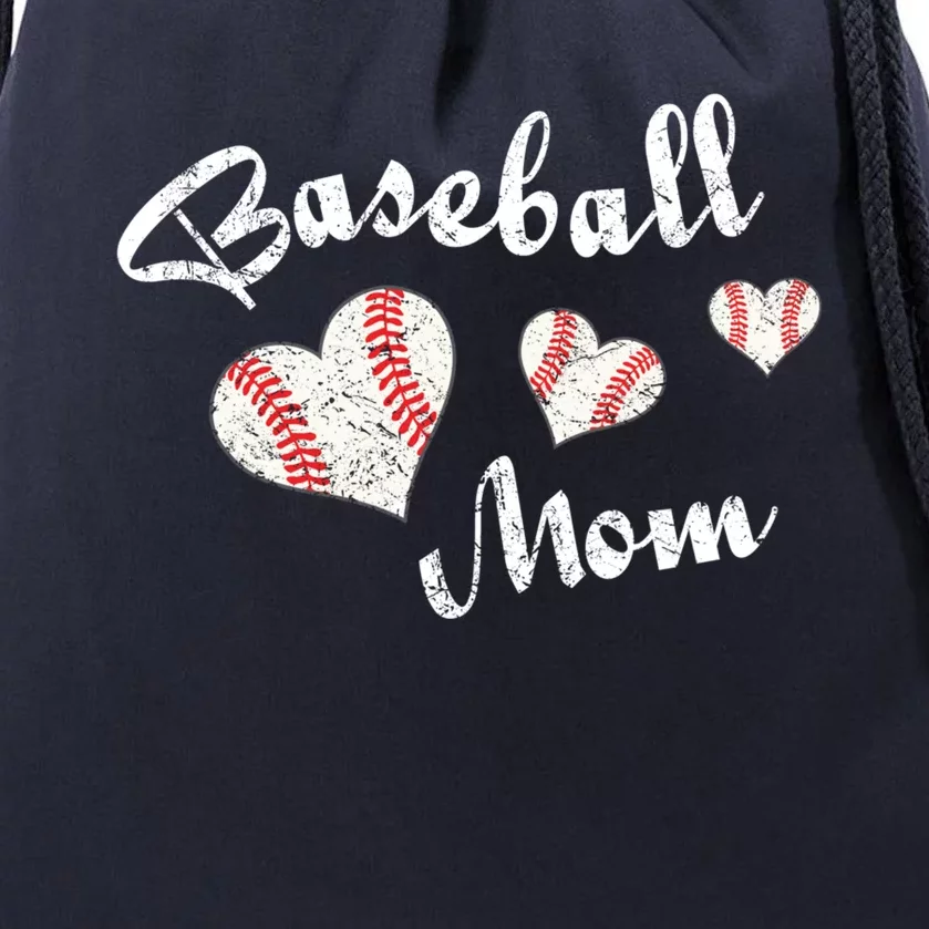 Baseball Mom | Cute Baseball Graphic Mom Hearts Drawstring Bag