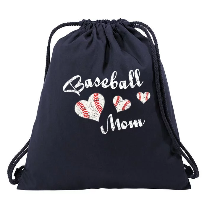 Baseball Mom | Cute Baseball Graphic Mom Hearts Drawstring Bag