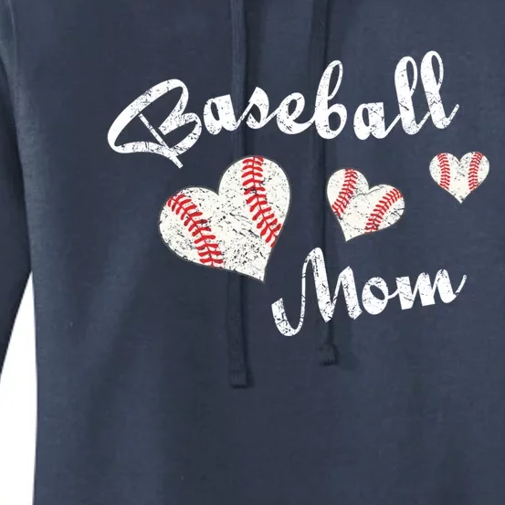 Baseball Mom | Cute Baseball Graphic Mom Hearts Women's Pullover Hoodie