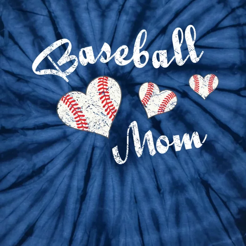 Baseball Mom | Cute Baseball Graphic Mom Hearts Tie-Dye T-Shirt