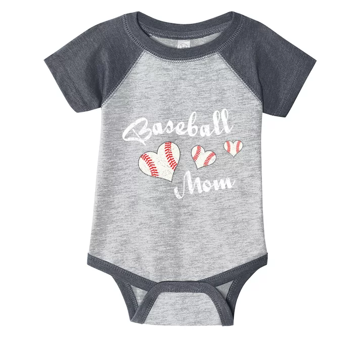 Baseball Mom | Cute Baseball Graphic Mom Hearts Infant Baby Jersey Bodysuit