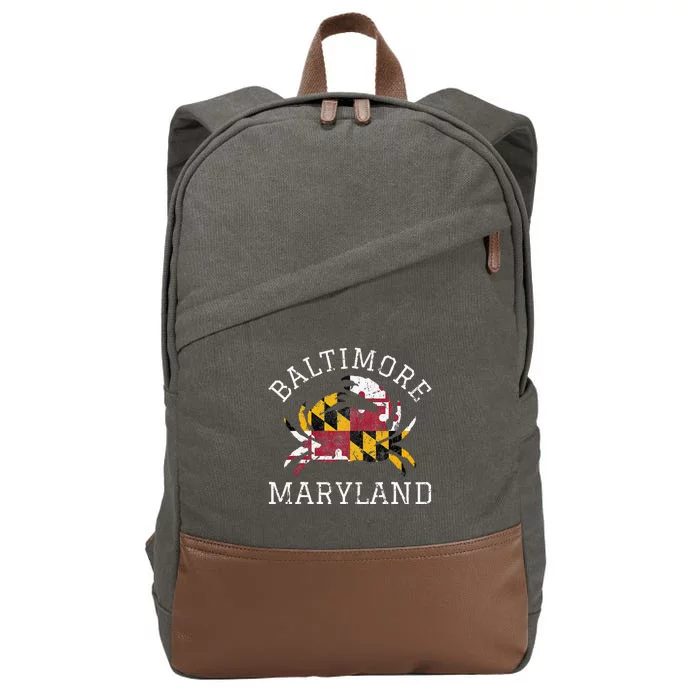 Baltimore Maryland Crab State Flag Home Travel Vintage Cotton Canvas Backpack