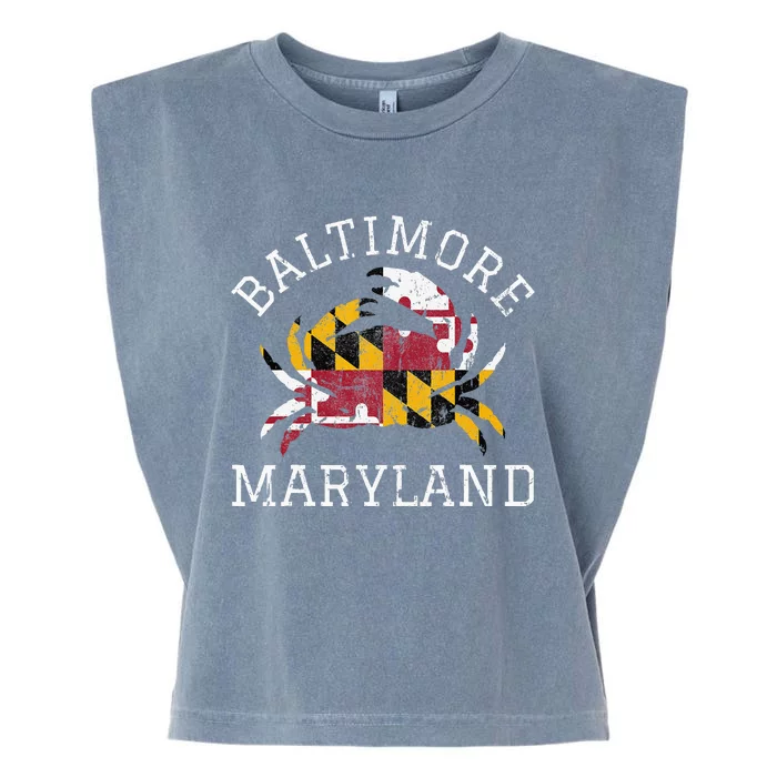 Baltimore Maryland Crab State Flag Home Travel Vintage Garment-Dyed Women's Muscle Tee