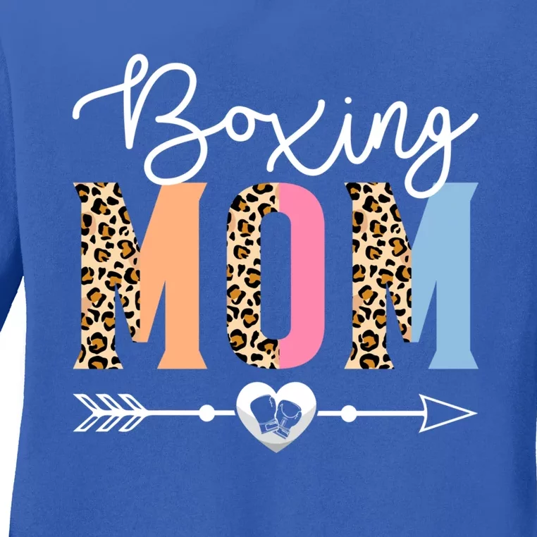 Boxing Mom Cute Boxing Game Mother's Day Leopard Funny Gift Ladies Long Sleeve Shirt