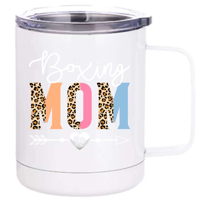 Boxing Mom Cute Boxing Game Mother's Day Leopard Funny Gift Front & Back 12oz Stainless Steel Tumbler Cup