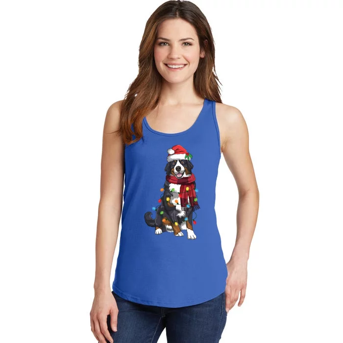 Bernese Mountain Christmas Light Funny Dog Lover Xmas Gift Ladies Essential Tank