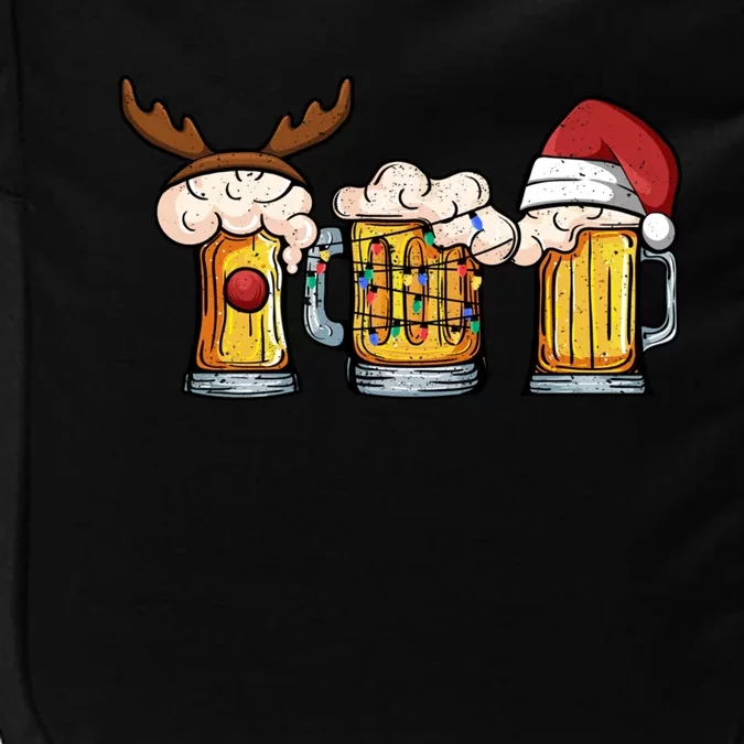 Beer Mug Christmas Tree Lights Santa Claus Hat Reindeer Xmas Gift Impact Tech Backpack