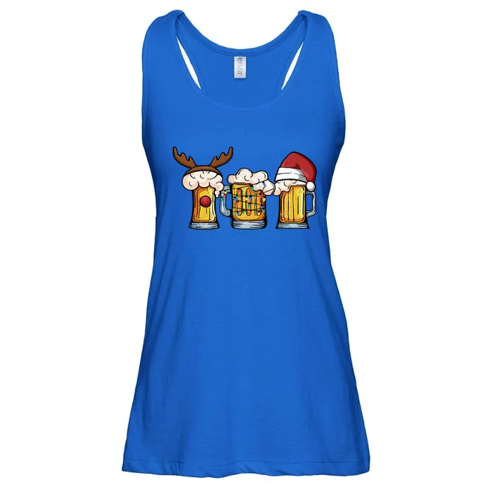 Beer Mug Christmas Tree Lights Santa Claus Hat Reindeer Xmas Gift Ladies Essential Flowy Tank