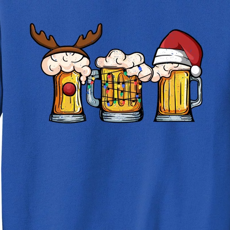 Beer Mug Christmas Tree Lights Santa Claus Hat Reindeer Xmas Gift Tall Sweatshirt