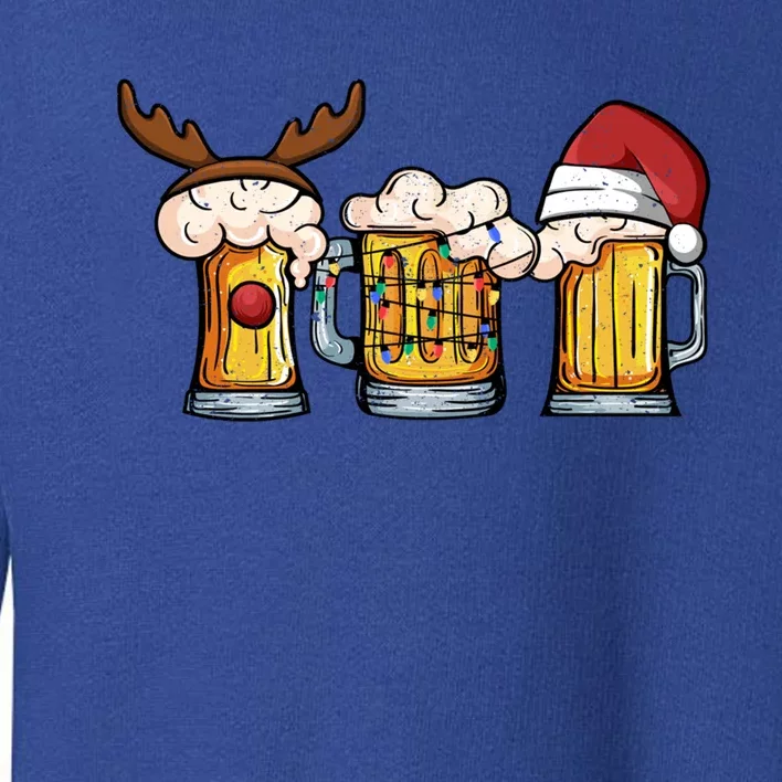 Beer Mug Christmas Tree Lights Santa Claus Hat Reindeer Xmas Gift Toddler Sweatshirt