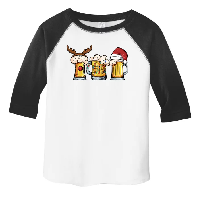 Beer Mug Christmas Tree Lights Santa Claus Hat Reindeer Xmas Gift Toddler Fine Jersey T-Shirt