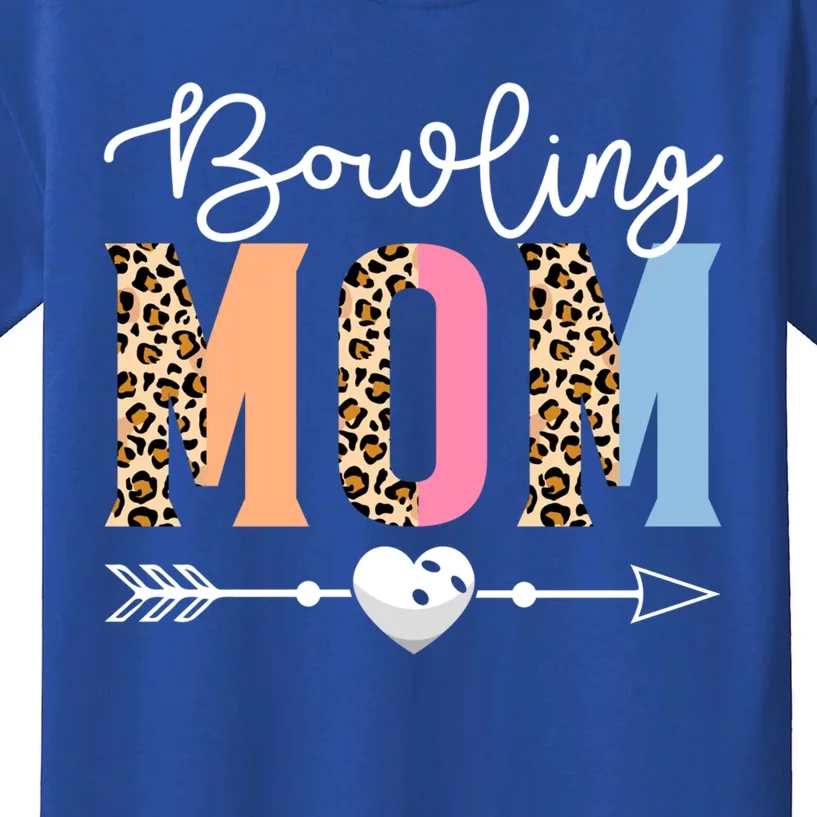 Bowling Mom Cute Bowling Game Mother's Day Leopard Gift Kids T-Shirt