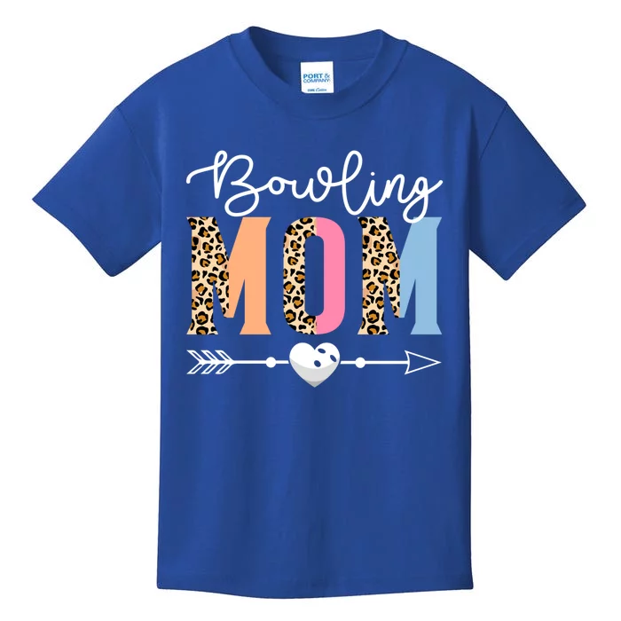 Bowling Mom Cute Bowling Game Mother's Day Leopard Gift Kids T-Shirt