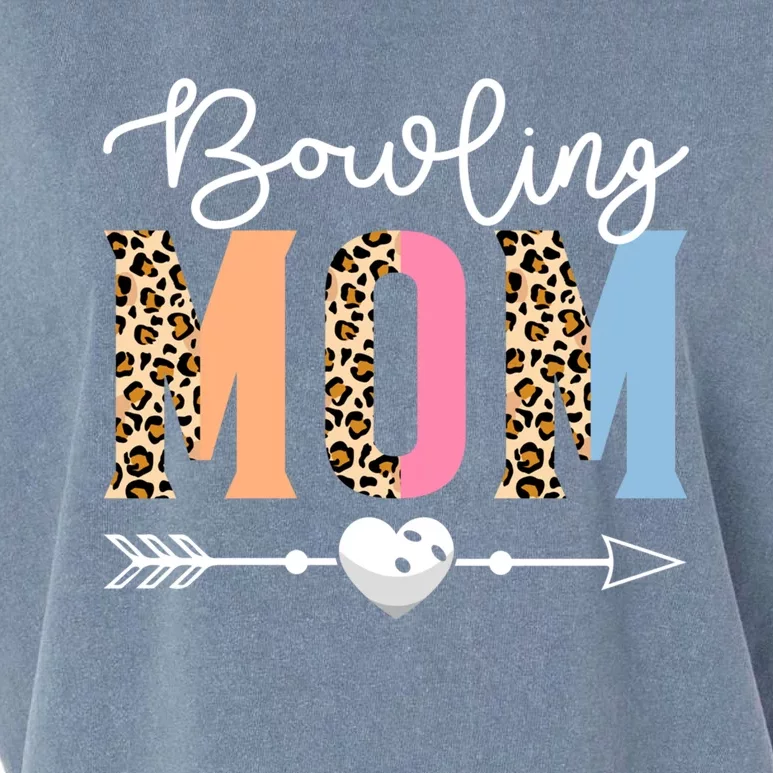 Bowling Mom Cute Bowling Game Mother's Day Leopard Gift Garment-Dyed Women's Muscle Tee