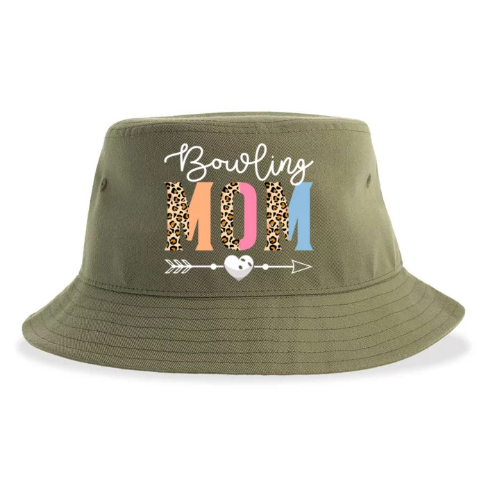 Bowling Mom Cute Bowling Game Mother's Day Leopard Gift Sustainable Bucket Hat