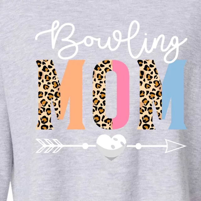 Bowling Mom Cute Bowling Game Mother's Day Leopard Gift Cropped Pullover Crew