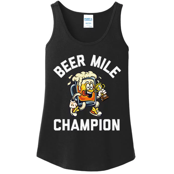 Beer Mile Champion Funny Race Running Beer Drinking Ladies Essential Tank