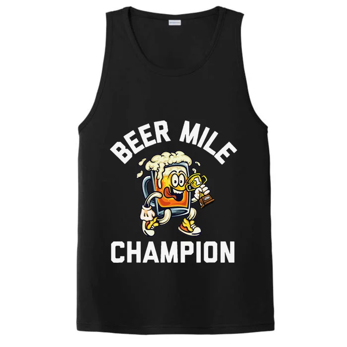 Beer Mile Champion Funny Race Running Beer Drinking Performance Tank