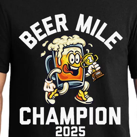 Beer Mile Champion 2025 Funny Race Running Beer Drinking Pajama Set